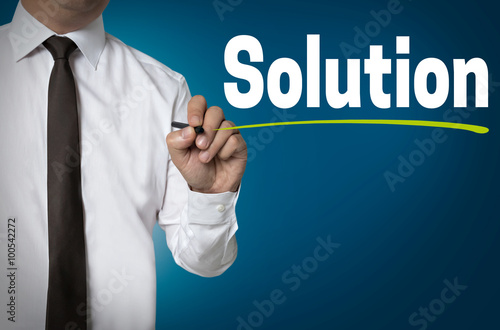 Solution is written by businessman background concept photo