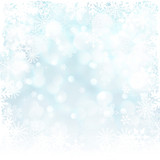Blue Christmas background with snowflakes and with white frame.