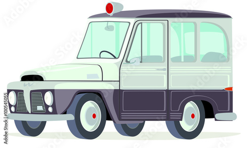 Caricatura Willys - Ford Rural Brasil Patrulla policía Sao Paulo vista frontal y lateral