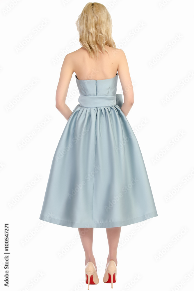 Fototapeta premium Girl in dress from the back isolated on white