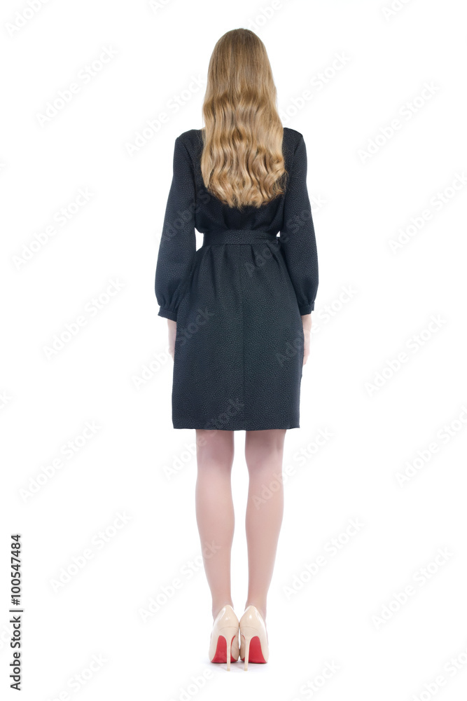 Girl in dress from the back isolated on white Girl in dress from the back isolated on white