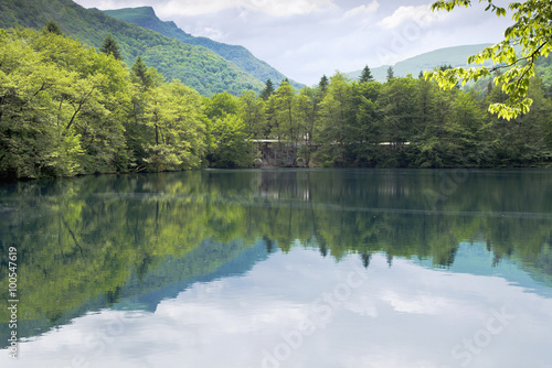 Lower Blue lake in Kabardino-Balkaria.Spring.