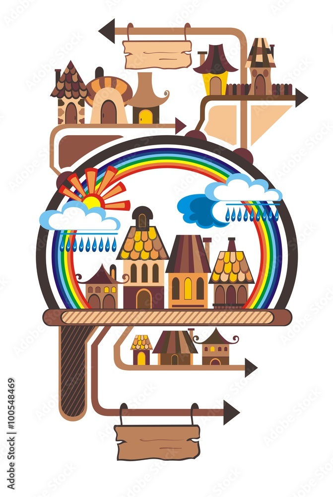 Fototapeta premium Vector concept and infographic design elements.City illustration