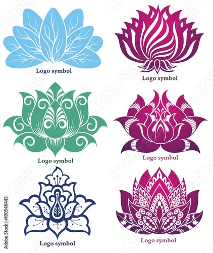 Lotus silhouettes for design vector