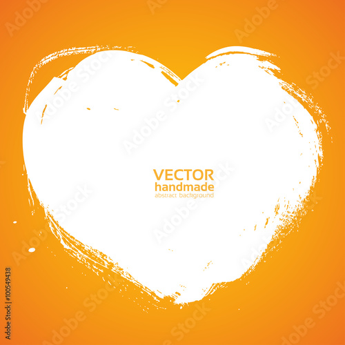 Heart background smear paint bristle brush on orange