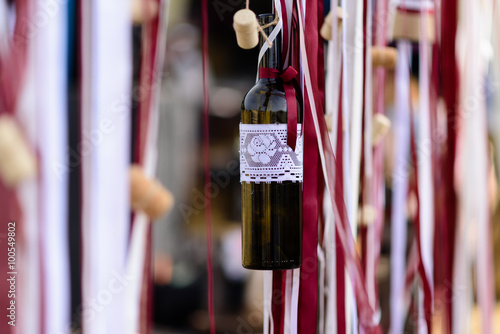 Traditional Rustic Wine bottle decoration with crochet lace material