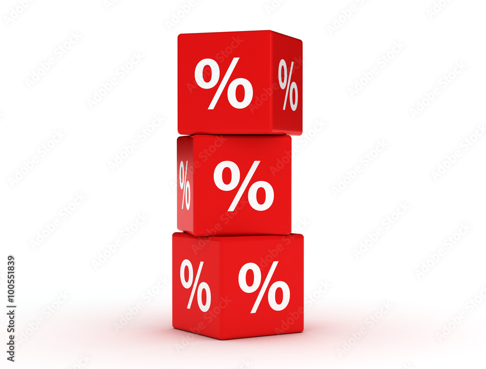 Red discount cubes. 3D illustration Red discount cubes. 3D illustration