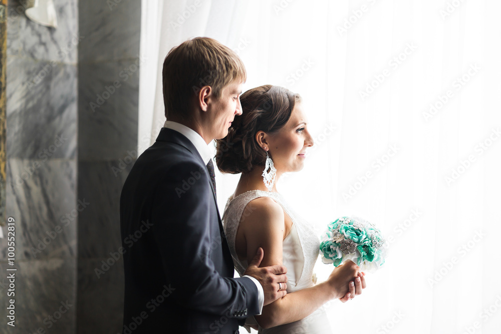 Happy bride and groom on their wedding Happy bride and groom on their wedding