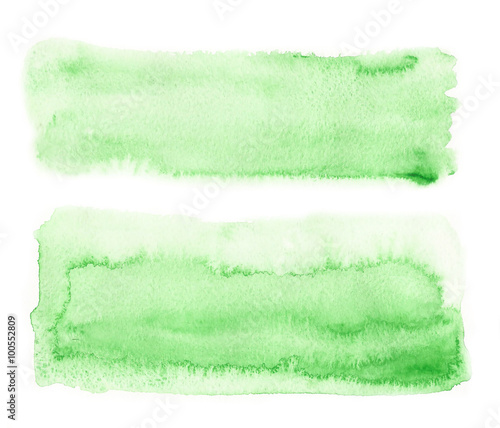 Watercolor green brush stroke set, hand drawn paint isolated on white background