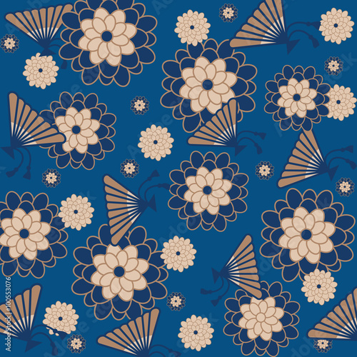 Japanese floral background. Vector illustration