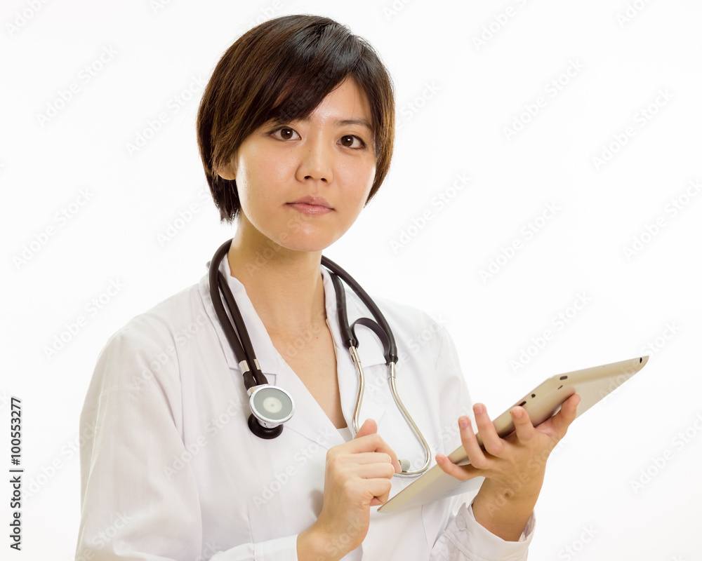 Asian female doctor with tablet computer Asian female doctor with tablet computer