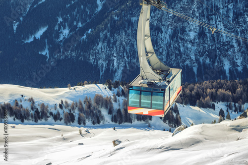 Winter landscape of high snowy mountains 