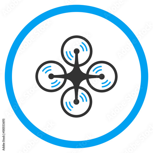 Air Copter Screw Rotation vector icon. Style is bicolor flat circled symbol, blue and gray colors, rounded angles, white background.