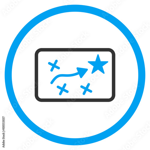 Route Plan vector icon. Style is bicolor flat circled symbol, blue and gray colors, rounded angles, white background.