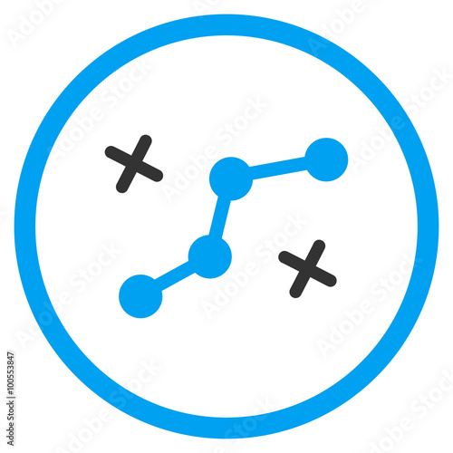 Route Points vector icon. Style is bicolor flat circled symbol, blue and gray colors, rounded angles, white background.