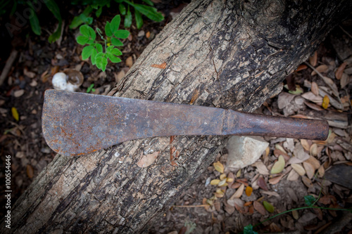 old big knife for cut wooden in the jungle