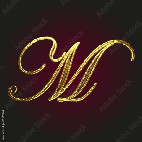 m vector golden letter