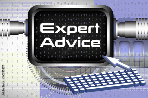 Abstract colorful background with the text expert advice written on a computer screen