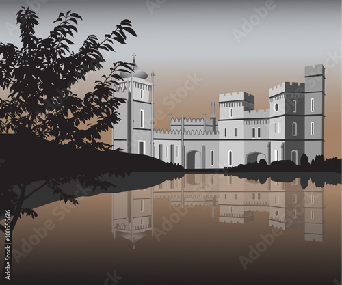Palace on the shore of the lake