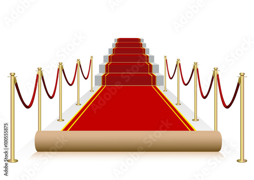 Vector red carpet isolated on white background