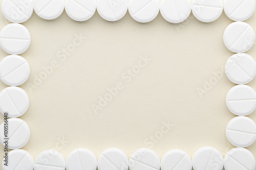 Frame of white pills
