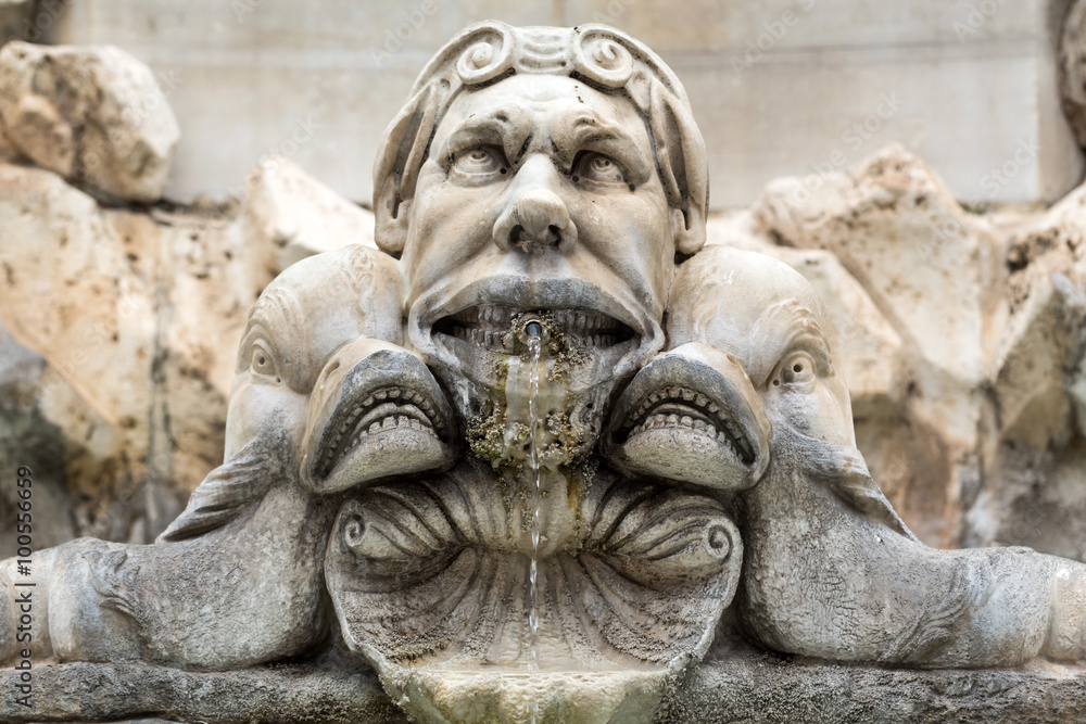 Close up of Fountain of the Pantheon (Fontana del Pantheon) at Piazza della Rotonda .. Rome, Italy Close up of Fountain of the Pantheon (Fontana del Pantheon) at Piazza della Rotonda .. Rome, Italy