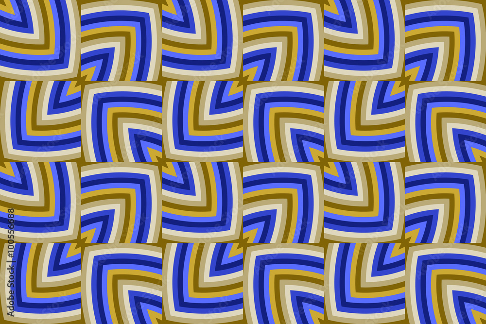 Modern decorative geometrical seamless pattern of golden and blue shades
