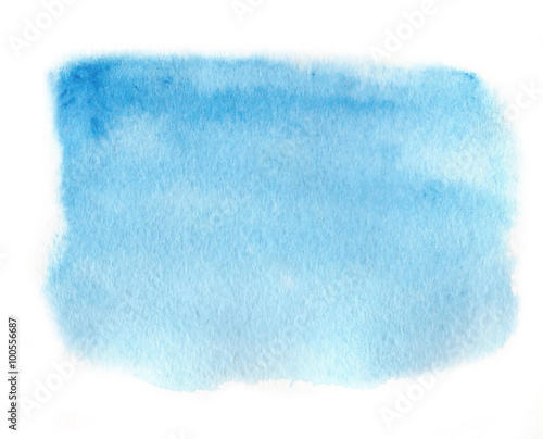 Blue set watercolor strokes hand drawn isolated paper texture stain on white background. Wet brush painted smudges abstract striped illustration.