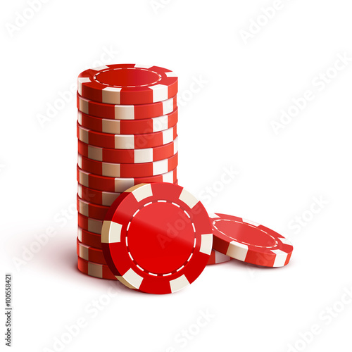 casino chips isolated on white realistic theme
