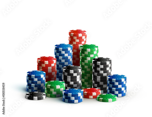 casino chips isolated on white realistic theme