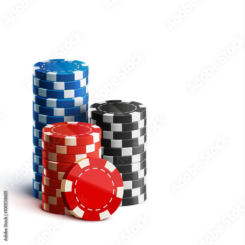 casino chips isolated on white realistic theme