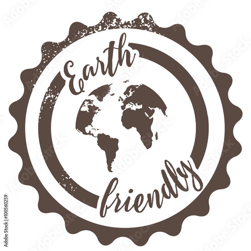 Earth friendly cleaning stamp with globe. EPS 10 vector