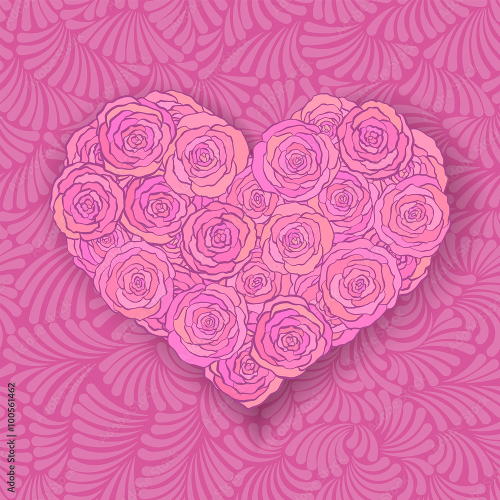Heart-shaped rose bouquet in soft pink colors Heart-shaped rose bouquet in soft pink colors