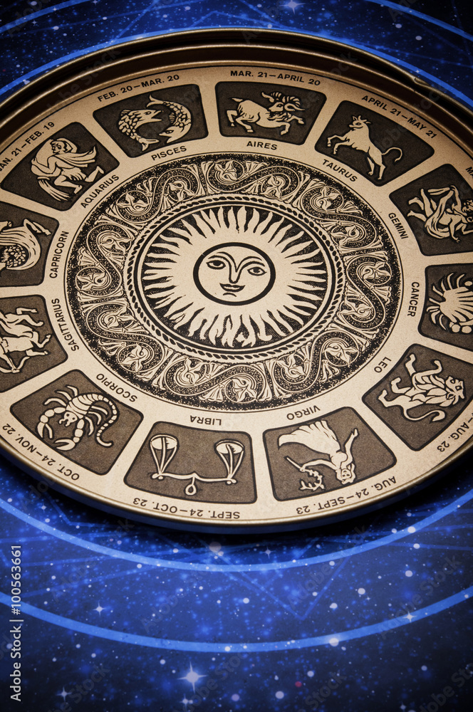 Fototapeta premium astrology plate with all signs of the zodiac