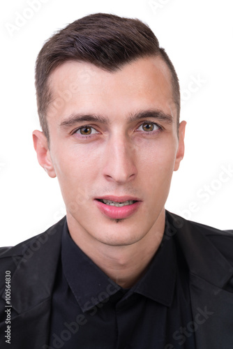 Portrait of young business man, isolated over white