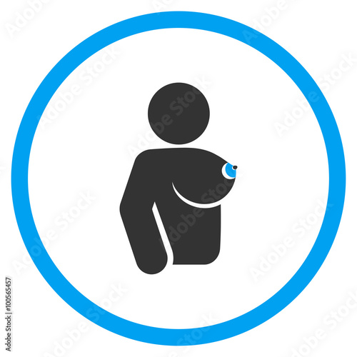 Female Tits vector icon. Style is bicolor flat circled symbol, blue and gray colors, rounded angles, white background.