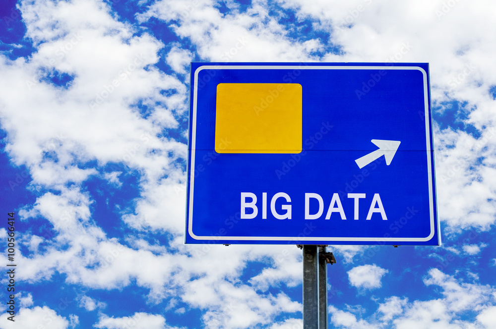 Big Data, Blue Road Sign Over Dramatic Cloudy Sky Big Data, Blue Road Sign Over Dramatic Cloudy Sky