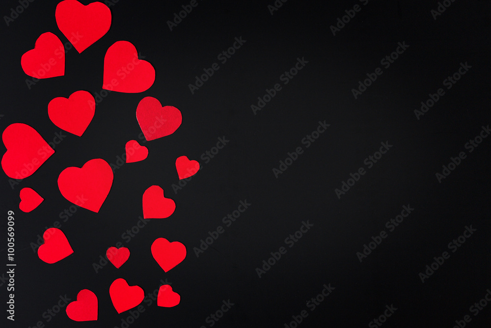 Red heart paper cut on black background Red heart paper cut on black background