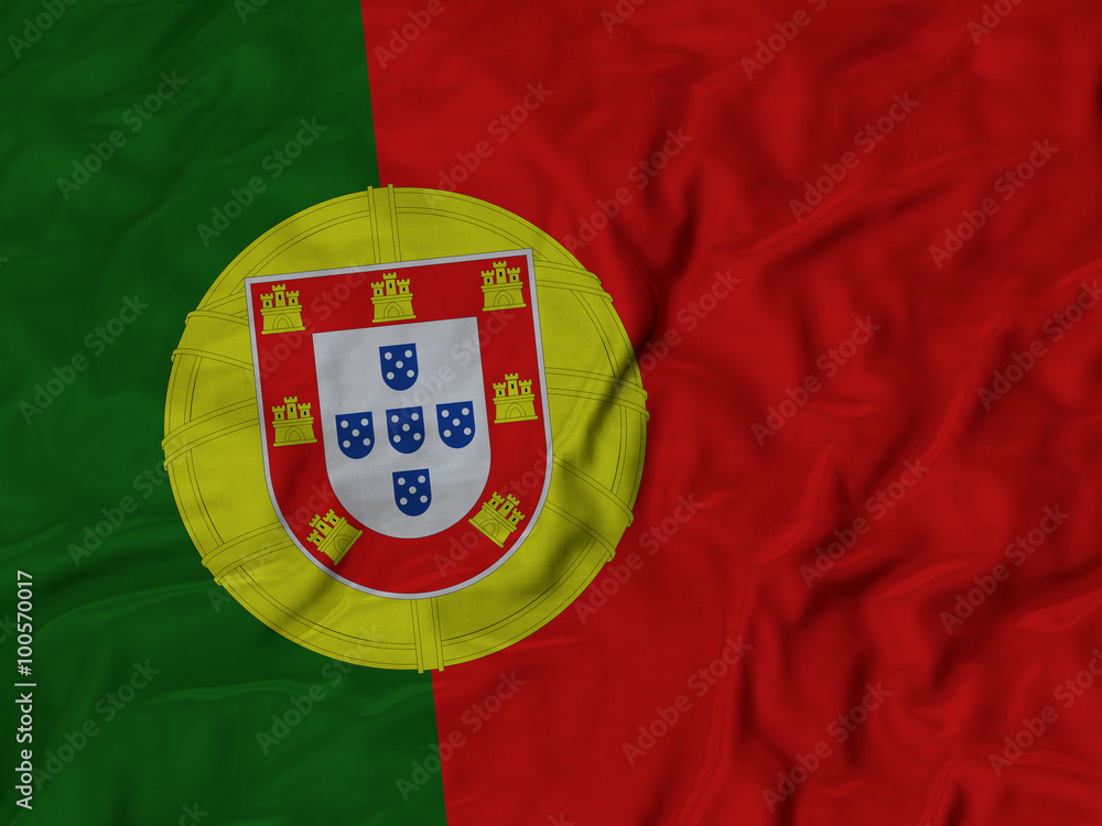 Close up of Ruffled Portugal flag