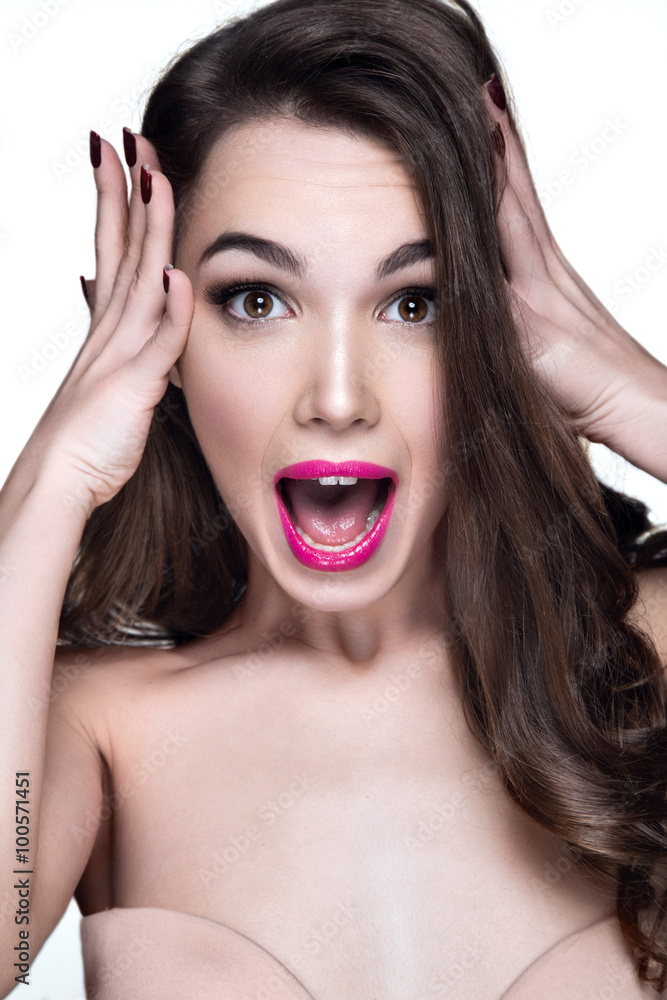Beautiful woman portrait with emotion on face Beautiful woman portrait with emotion on face