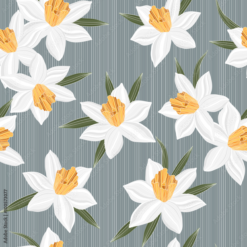 Seamless vector jonquil flower pattern background Seamless vector jonquil flower pattern background