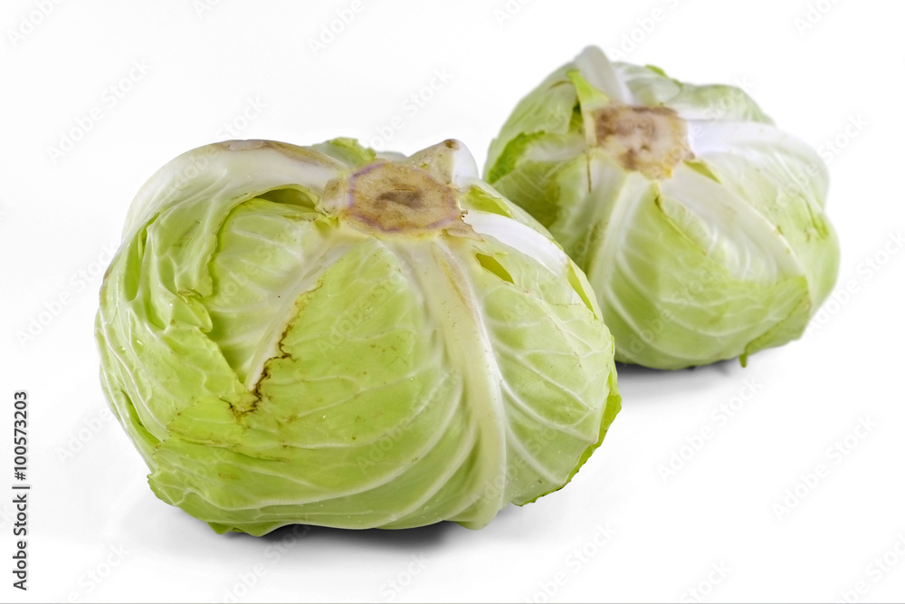 Fototapeta premium Green cabbage / Green cabbage isolated on white background.