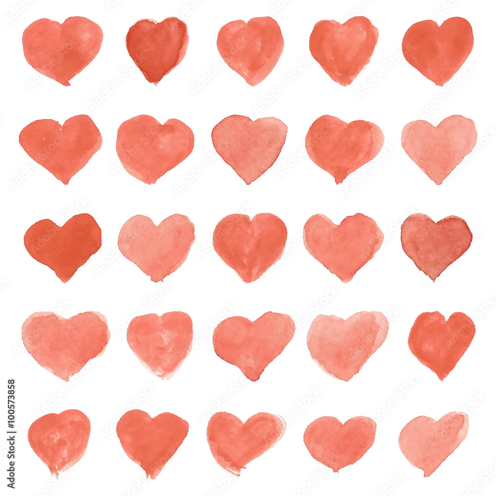 Hearts pattern watercolor