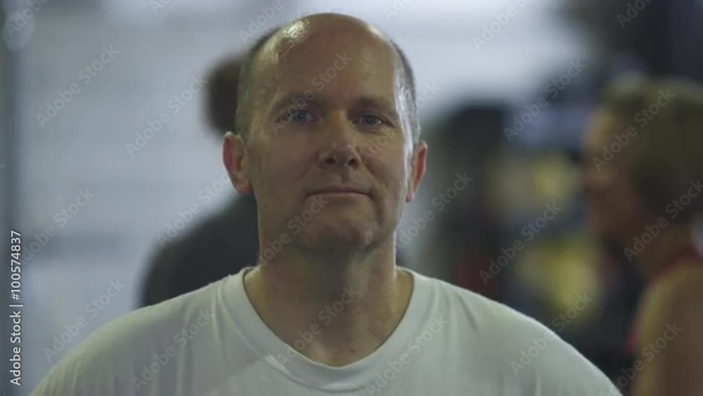 Static shot of a balding middle-aged man Static shot of a balding middle-aged man