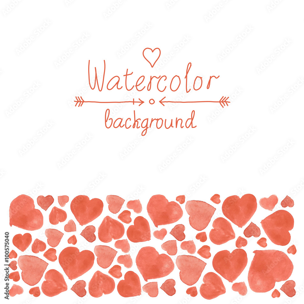 Hearts pattern watercolor card