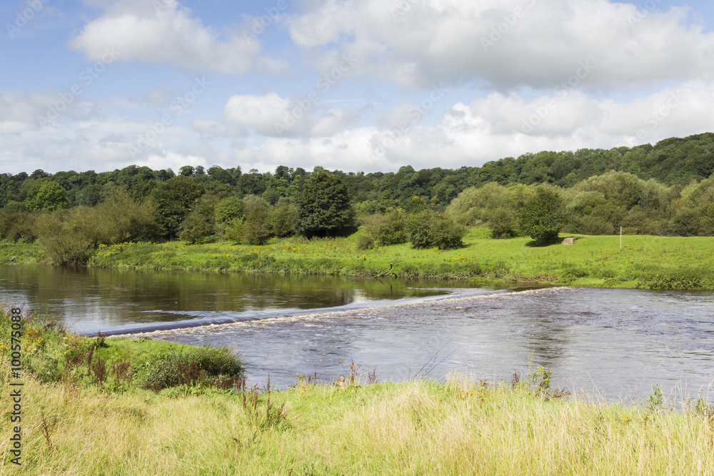 Weir on the river Ribble near Preston in the summer of 2012.