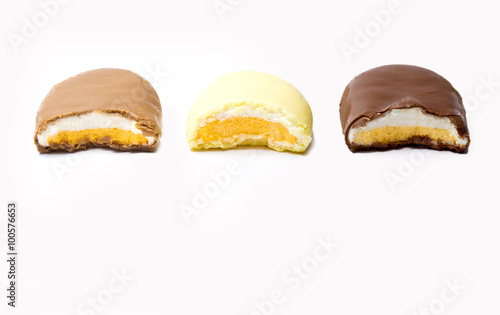 Marshmallow Easter eggs on white