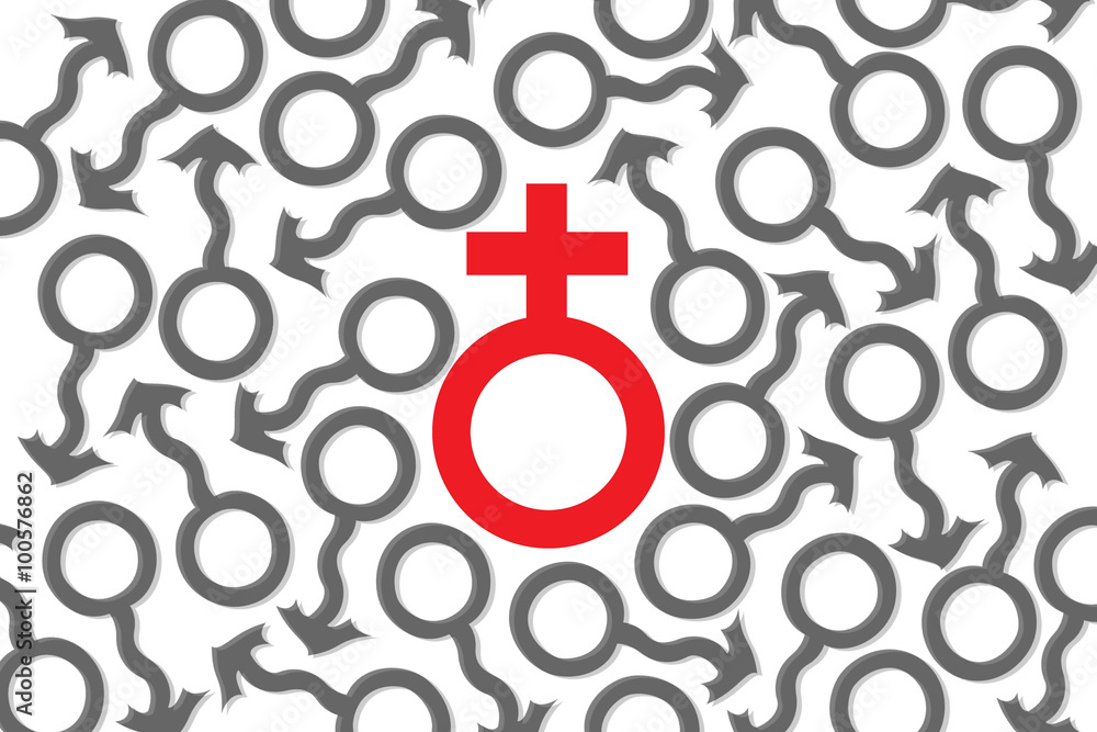Obraz premium Male and Female symbol / Male symbols surround Female symbol.
