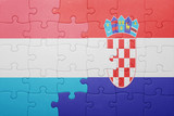 puzzle with the national flag of luxembourg and croatia