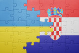 puzzle with the national flag of ukraine and croatia